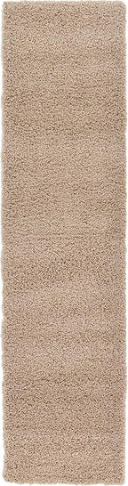 Unique Loom Solid Shag Collection Area Rug (2' 7" x 10' Runner, Taupe)