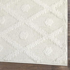 Antep Rugs Palafito 2x10 Geometric Shag Diamond High-Low Pile Textured Indoor Runner Rug (White, 2' x 10')