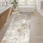 Runner Rug Kitchen Washable Rugs: 2x6 Non-Slip Abstract Soft Modern Stain Resistant Indoor Floor Neutral Accent Throw Carpet for Hallway Bathroom Laundry Room Entryway Bedroom- Brown