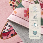 Lahome Insect 9x12 Area Rugs for Living Room Bedroom, Soft Washable Rugs 9x12 Stain Resistant, Ultra-Thin Non-Slip Non-Shedding Accent Carpet for Dining Room Office, Pink