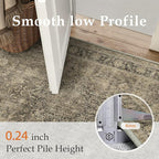 2x10 Washable Brown Runner Rug Vintage Hallway Kitchen Carpet Non-Slip Soft Low Pile Distressed Throw Rug for Bedroom Bathroom Laundry Living Room