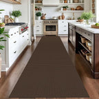 IOHOUZE Washable Exrea Long Hallway Runner Rug 3x14 Non Slip Rubber Backed Kitchen Runner Entryway Runner Indoor, Woven Rugs Floor Carpet for Kitchen Hall Entryway Stair,Brown