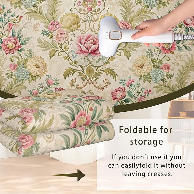 Chic Vintage Rose Rug for Living Room 3x5, Low Pile Non-Slip Backing, Machine Washable Easy Fold Rug for Home, Office, Dorm Room
