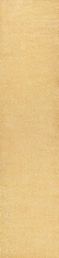JONATHAN Y Haze Solid Low-Pile Mustard Runner Rug 2x12, Coastal,Bohemian,Minimalist,Classic, Easy-Cleaning for Living Room,Bedroom,Kitchen,Pet Friendly,Non-Shedding (SEU100B-212)