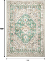 zesthome 10x14 Area Rugs,Stain Resistant Washable Rug,Ultra-Thin Rugs for Living Room,Bedroom,Non-Slip Backing Home Decor Large Area Rug (Green/Brown,10'x14')