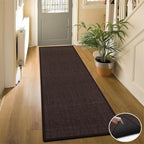 GOYLSER Washable Kitchen 7 Foot Runner Rug Non Slip, Absorbent Long Hall Runners Non Slip, Jute Nonslip Hallway Runner Mat Kitchen Carpet Runner, Deep Brown