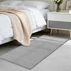 Grey Bathroom Rugs 24"x48"Non Slip Braided Bath Mat for Bathroom Floor Washable Boho Luxury Bath Rug for Tub Soft Vintage Absorbent Shower Sink Mat
