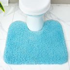 Toilet Rug 22x24 Teal Non Slip Fluffy Toilet Floor Mat U Shaped Washable Bathroom Contour Rug for Toilet Absorbent Thick Toilet Carpet