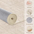6ft Round Rug Living Room: Washable Large Vintage Neutral Area Rug Non-Slip Soft Stain Resistant Indoor Carpet for Bedroom Nursery Dining Room Under Table Bed Home House Office Playroom - Beige