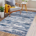 3x5 Modern Abstract Area Rug for Entryway, Navy Blue Gray Neutral Multi Super Soft Washable Rug with Non-Slip, Low-Pile Door Mat Indoor for Living Room Bedroom, Carpet with Non-Shedding