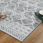 jinchan Moroccan Runner Rug 2x8 - Kitchen Machine Washable Runner Rug Modern Geometric Low-Pile Lightweight Non-Slip Carpet for Entryway Hallway Laundry Room Bedroom Bedside (2x8ft, Grey)