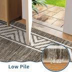 GarveeHome Modern Rugs for Living Room 8x10 Large Bordered Floor Mats with Non-Slip Backing, Stain-Resistant Bedroom Carpet, Foldable Geometric Indoor Rug for Dining Room, Kitchen, Brown
