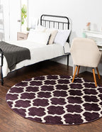 Rugs.com Lattice Collection Rug – 8 Ft Round Purple Medium-Pile Rug Perfect for Kitchens, Dining Rooms