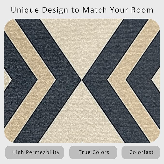 Modern Geometric Rug, Washable 5x8 Rug for Living Room, Herringbone Chevron Patterned Indoor Carpet, Modern Geometric Decor for Home, Bedroom, Soft Non Slip Thin Design FER79