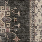 RUGGABLE Washable Vintage Area Rug – Verena Dark Wood 6 ft Round, Stain-Resistant, Non-Slip – Medium Machine Washable Rugs for Living Room, Bedroom, Hallway, Entryway & Office–with Standard Pad