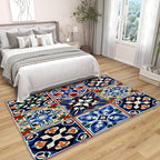 Moroccan Trellis Rugs 8x10 -Moroccan Tile Rug, 6x8 ft, Colorful Trellis Washable Rugs for Living Room, Geometric Patchwork Area Rug for Bedroom, Oriental Traditional Home Decor & Gifts