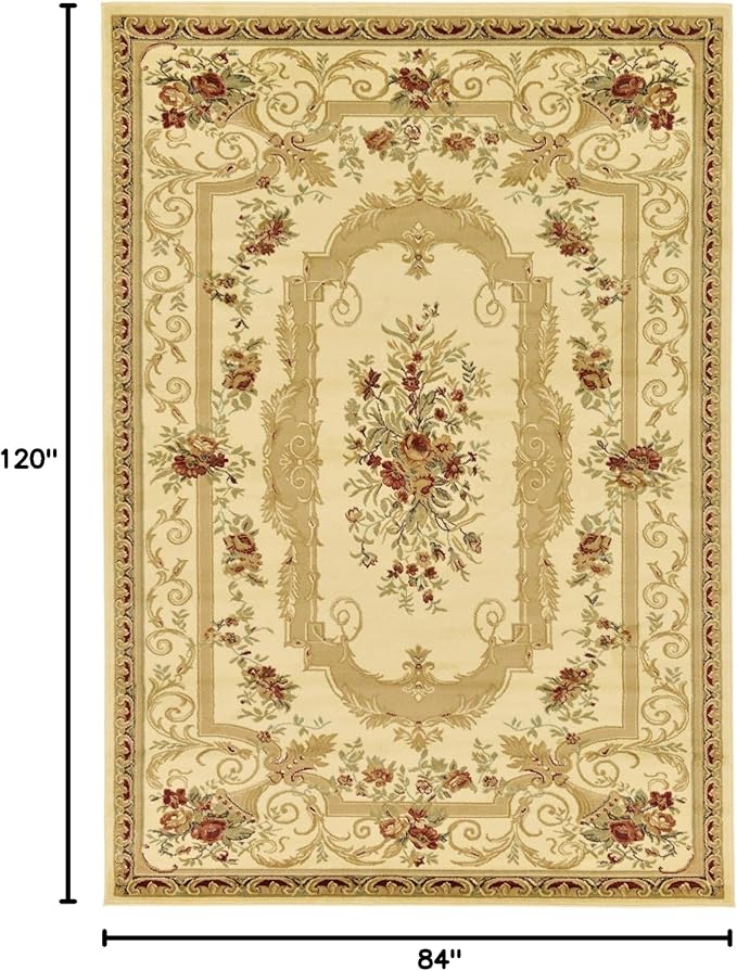 Rugs.com Chateau Collection Rug – 7' x 10' Cream Medium Rug Perfect for Bedrooms, Dining Rooms, Living Rooms