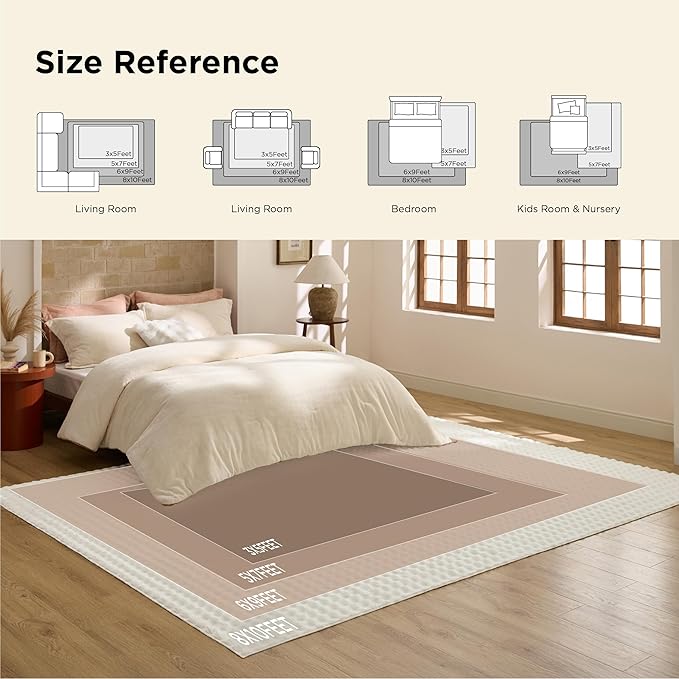 Bedsure 5x7 Fluffy Area Rugs for Living Room, Machine Washable Rugs, Non-Slip Backing, Non-Shedding, Pet Friendly Throw Rug for Bedroom Dining Room, Brown