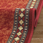 Antep Rugs Alfombras Modern Bordered 2x7 Non-Skid (Non-Slip) Low Profile Pile Rubber Backing Indoor Area Runner Rugs (Maroon Beige, 2' x 7')