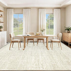 9x12 Area Rugs for Living Room, Washable Large Area Rug Neutral Modern Abstract Bedroom Rug Soft Non Slip Low Pile Stain Resistant Indoor Carpet for Kids Playroom Dining Room Office(Beige, 9'x12')