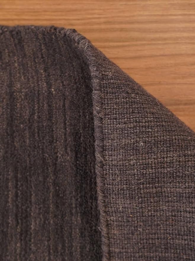 Hand Knotted Loom Wool ECO-Friendly Area Rugs - 4'x6', Rectangle, Charcoal Color, Solid Plain Design, High Pile Handmade Anti Skid Area Rugs for Living Room, Bed Room (L00111)