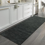 RUGSREAL Solid Kitchen Runner Rug, 2x8, Black, Contemporary, Machine Washable, Modern