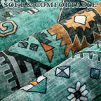 SERISSA Washable 8x10 Area Rugs Teal, Large Non-Slip Boho Living Room Rug, Ultra Soft Print Distressed Vintage Oriental Tribal Farmhouse Carpet for Dining Room Bedroom Dorm Office Home Decor