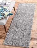 Unique Loom Solid Shag Collection Area Rug (2' 6" x 16' 5" Runner, Cloud Gray)