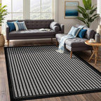 Beverly Rug Micro Loop Area Rug Black/White 6x9 Geometric Modern Luxury Zebra Durable Soft Indoor Rugs for Living Dining Room Office Stain Resistant Non Shedding Casual Indoor Carpet 6 x 9