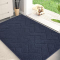 PURRUGS Dirt Trapping Door Mat 34" x 59", Non-Slip Machine Washable Entry Rug, Shoe Scraper, Dog Doormat, Super Absorbent Welcome Mat for Front & Back Door, Muddy Wet Shoes & Paws, Navy Blue