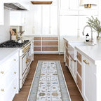Fame Living Cream Grey Oushak Runner Rug, Modern Runners, Vintage, Turkish, Eclectic, Floral, Pastel, Washable, Runner for Hallway, Kitchen, Bedroom, Bathroom, 2'5"x9'8"