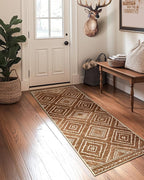 Area Rug 2x8 Rug Machine Washable Non-Slip Low Pile Print Pattern Western Rug for Living Room Bedroom Entryway Tribal Series -Yellowbrown/Cream