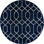 Unique Loom Marilyn Monroe Glam Collection Area Rug - Trellis (3' 3" Round, Navy Blue Silver/ Silver)