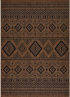 Beverly Rug Waikiki Boho Indoor Outdoor Rug 9x12, Washable Outside Carpet for Patio, Deck, Porch, Bohemian Area Rug, Farmhouse Rugs, Aztec Tribal Rug, Nut Brown and Black