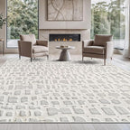 Beverly Rug Micro Loop Area Rug Gray/White 8x10 Abstract Modern Luxury Irregular Grid Durable Soft Indoor Rugs for Living Dining Room Office Stain Resistant Non Shedding Casual Indoor Carpet 8 x 10