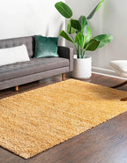 Unique Loom Davos Shag Collection Area Rug - Solid (10' x 14' 1" Rectangle, Sun Yellow)