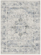 RUGGABLE Washable Vintage Area Rug – Sarrah Blue Quartz 9x12, Stain-Resistant, Non-Slip – Large Machine Washable Rugs for Living Room, Bedroom, Hallway, Entryway & Office–with Standard Pad