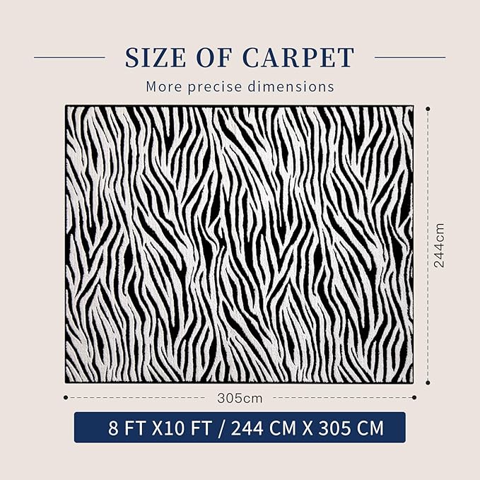 YIHOUSE 8×10 Ft Area Rugs, Black and White Modern Abstract Rug, Washable Plush Soft Zebra Print Carpet, Non-Slip Non-Shedding Rug for Grand Room, Bedroom, Dining Room, Nursery, Home Decor
