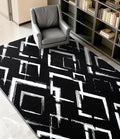 YIHOUSE Black Modern Geometric Area Rug 5x7, Black and White Rug with Abstract Diamond Patterns,Non-Shedding Washable Rugs for Bedroom, Home Office and Small Living Room