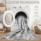 Area Rug Living Room Rugs - 5x7 Large Soft Indoor Neutral Modern Abstract Low Pile Washable Rug Carpet for Bedroom Dining Room Farmhouse Home Office - Grey