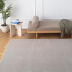 Revival Rugs Stripe 6'7"x9' Washable Area Rug for Living Room Bedroom - 100% Recycled Oeko-TEX Certified, Medium Pile, Taupe