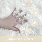 4x4 Round Solid Fluffy White Area Rug – Washable, Durable, Circle Bedroom Rug, Non-Slip High Pile Shag Rugs for Living Room, Bedside, Dorms, Nursery Rooms, Kids Room, Soft Indoor Floor Carpet