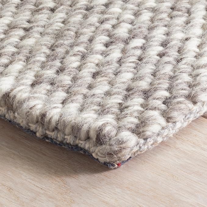 Dash and Albert Loggia Grey Handwoven Wool Rug, Runner-2.5 X 8 Feet, Grey Solid Pattern - Premium Luxury Hotel Quality Soft Breathable Hypoallergenic Machine Washable Easy Care All Season