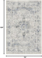 RUGGABLE Washable Vintage Area Rug – Sarrah Blue Quartz 6x9, Stain-Resistant, Non-Slip – Medium Machine Washable Rugs for Living Room, Bedroom, Hallway, Entryway & Office–with Cushioned Pad