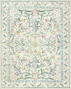 Lahome Boho Rugs for Living Room, Washable Large 8 x 10 Area Rugs for Bedroom Non Slip, Soft Ultra-Thin Distressed Floral Throw Carpet for Office Dining Room, Cream/Multi