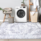 COMSLE 4x6 Rugs for Living Room Washable Area Rugs for Bedroom Faux Wool Distressed Throw Rugs Absorbent Non-Slip Floor Carpet for Indoor Kitchen Laundry Room Gray
