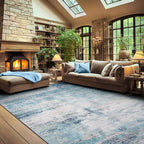 Abstract 6x9 Area Rug Washable Soft Non-Slip Carpet for Living Room Dining Room Bedroom Home Office - Abstract Teal/Grey