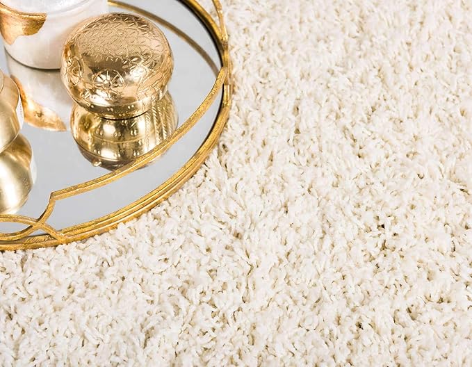 Unique Loom Solid Shag Collection Area Rug (2' 6" x 13' 1" Runner, Pure Ivory)