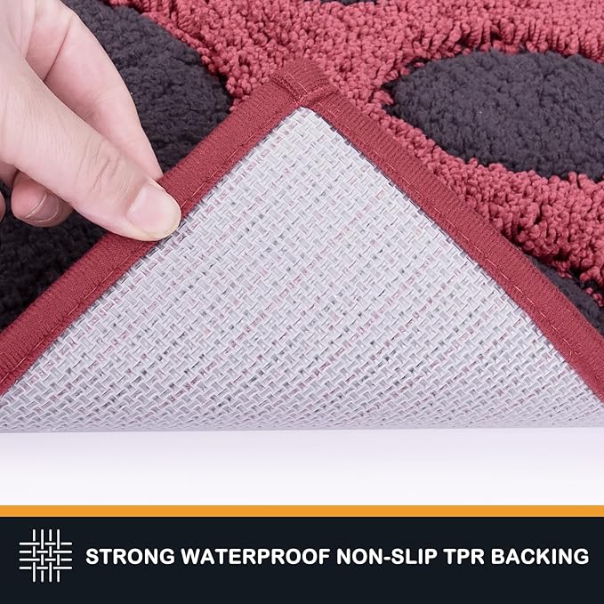 PURRUGS Dirt Trapping Door Mat 32" x 70", Non-Skid/Slip Machine Washable Microfiber Entryway Rug, Dog Doormat, Super Absorbent Welcome Mat for Muddy Wet Shoes and Paws, Burgundy Red