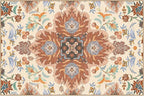 Phantoscope Washable Area Rug 4'x6' Non-Slip, Vintage Boho Rugs for Living Room, Bedroom, Dining Room, Fall Orange Floral Medallion Pattern, Low-Pile Foldable Floor Carpet, Rust/Multi Floral